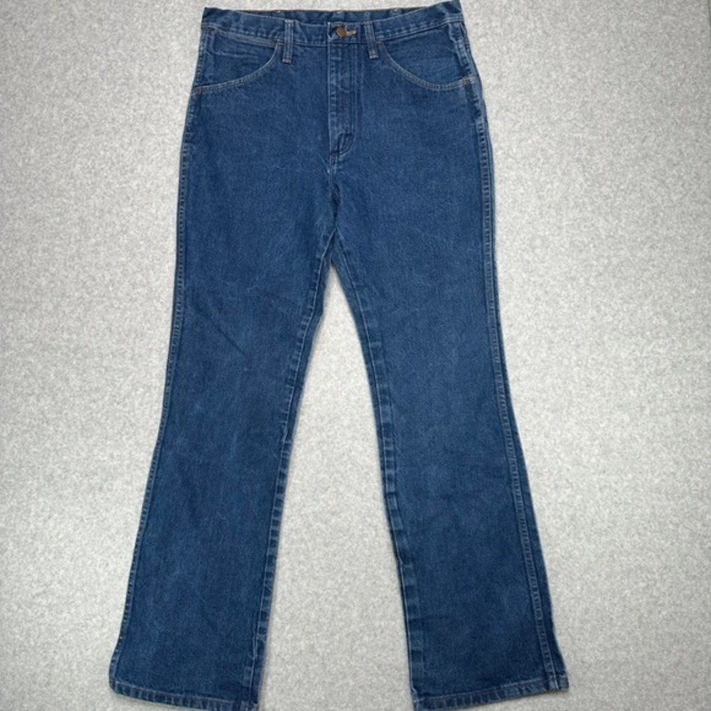 VTG Wrangler Jeans Mens 34x32 Blue Denim Bootcut Cowboy Western Style 935NAV